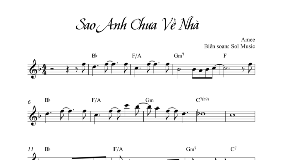 Sao Anh Chưa Về Nhà Sheet Đệm Hát