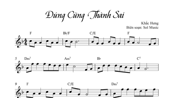 Đúng Cũng Thành Sai Sheet Đệm Hát